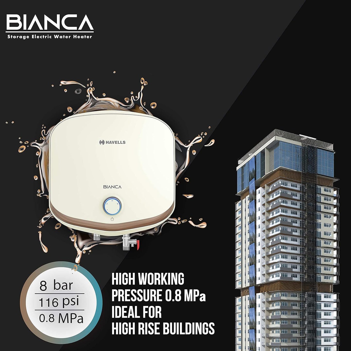 Havells Bianca 15-Litre Vertical Storage Water Heater (Geyser) Ivory 5 Star