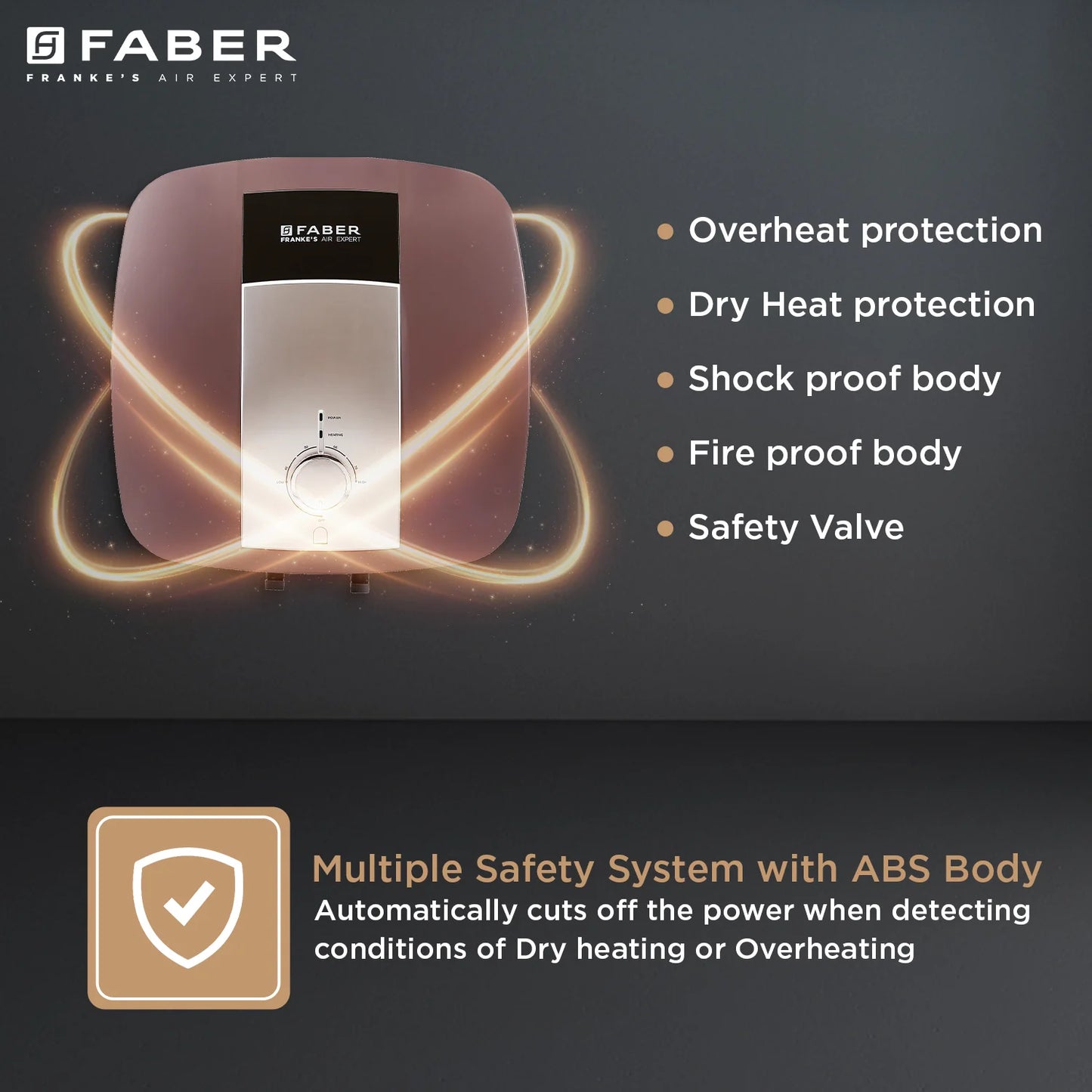 Faber Cyrus 15L Storage Water Heater | Heating Indicator, 8 Bar Pressure, Temperature Control, ABS Body, MFV Safety Valve, Auto Cut-Off, Titanium Glassline Coated Tank | 2000W, 5 Star | (Black Cherry)