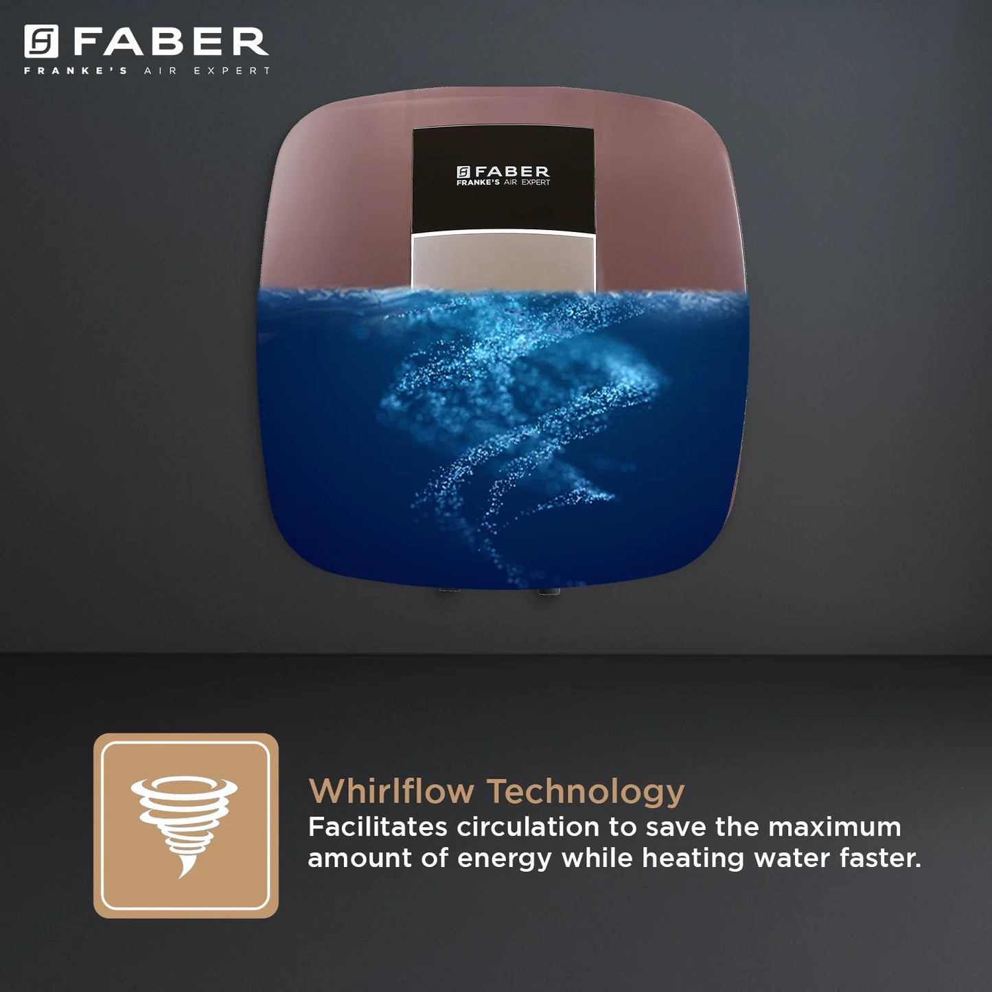 Faber Cyrus 15L Storage Water Heater | Heating Indicator, 8 Bar Pressure, Temperature Control, ABS Body, MFV Safety Valve, Auto Cut-Off, Titanium Glassline Coated Tank | 2000W, 5 Star | (Black Cherry)