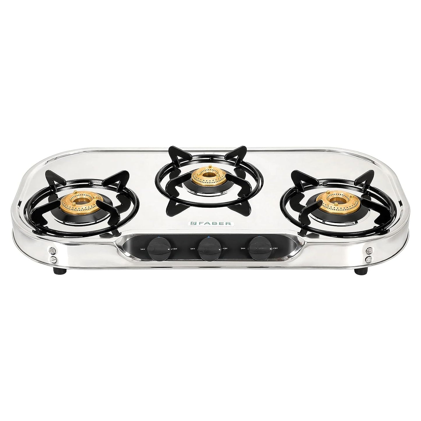 Faber high efficiency 3 Brass Burner gas stove|| Stainless Steel|| ISI Certified gas stove, Manual Ignition, (COOKTOP CRYSTAL 3BB SS) 2 year comprehensive warranty