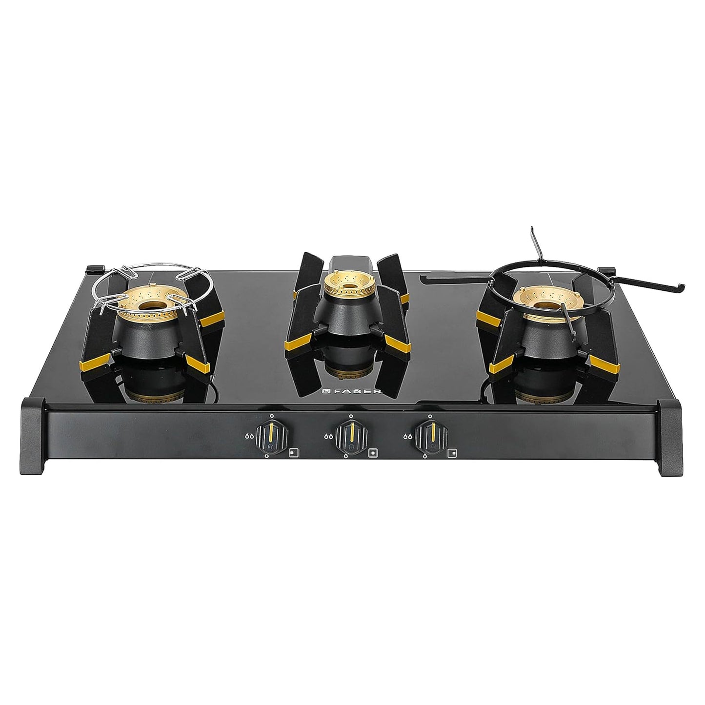 Faber Liftable Burners Freestanding Cooktop | Genius 753 AI BK | 75cm Width | Brass Burners | Manual Ignition | ABS Knobs | Pan Support | 2 Yrs Comprehensive,5 Yrs Valve & Burners,7 Yrs on Glass