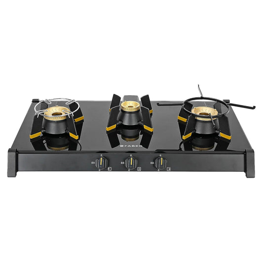 Faber Liftable Burners Freestanding Cooktop | Genius 753 AI BK | 75cm Width | Brass Burners | Manual Ignition | ABS Knobs | Pan Support | 2 Yrs Comprehensive,5 Yrs Valve & Burners,7 Yrs on Glass