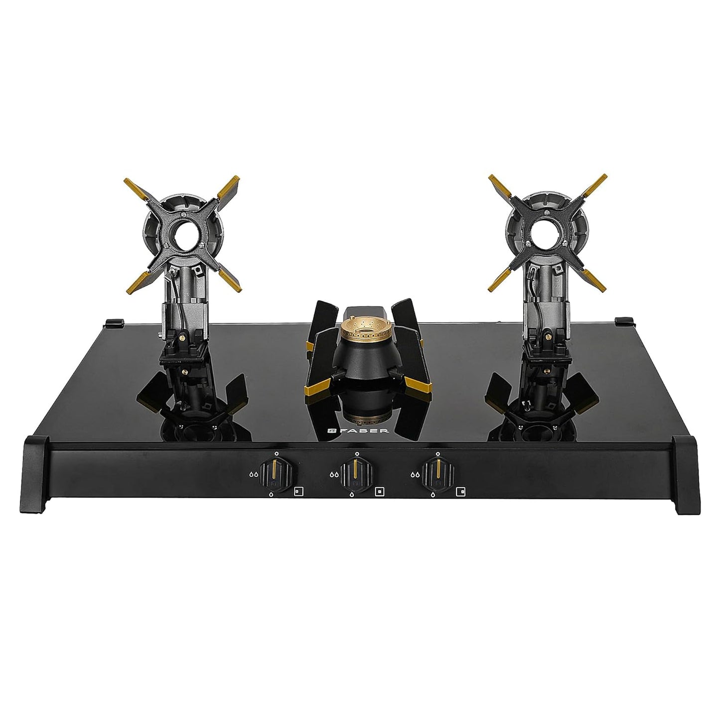 Faber Liftable Burners Freestanding Cooktop | Genius 753 AI BK | 75cm Width | Brass Burners | Manual Ignition | ABS Knobs | Pan Support | 2 Yrs Comprehensive,5 Yrs Valve & Burners,7 Yrs on Glass