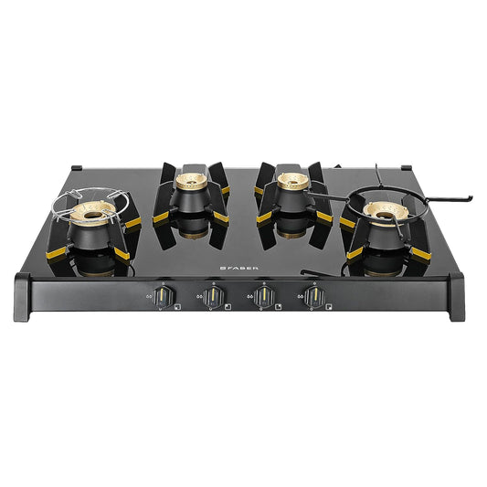 Faber Liftable Burners Freestanding Cooktop | Genius 804 AI BK | 80cm Width | Brass Burners | Manual Ignition | ABS Knobs | Pan Support | 2 Yrs Comprehensive,5 Yrs Valve & Burners,7 Yrs on Glass