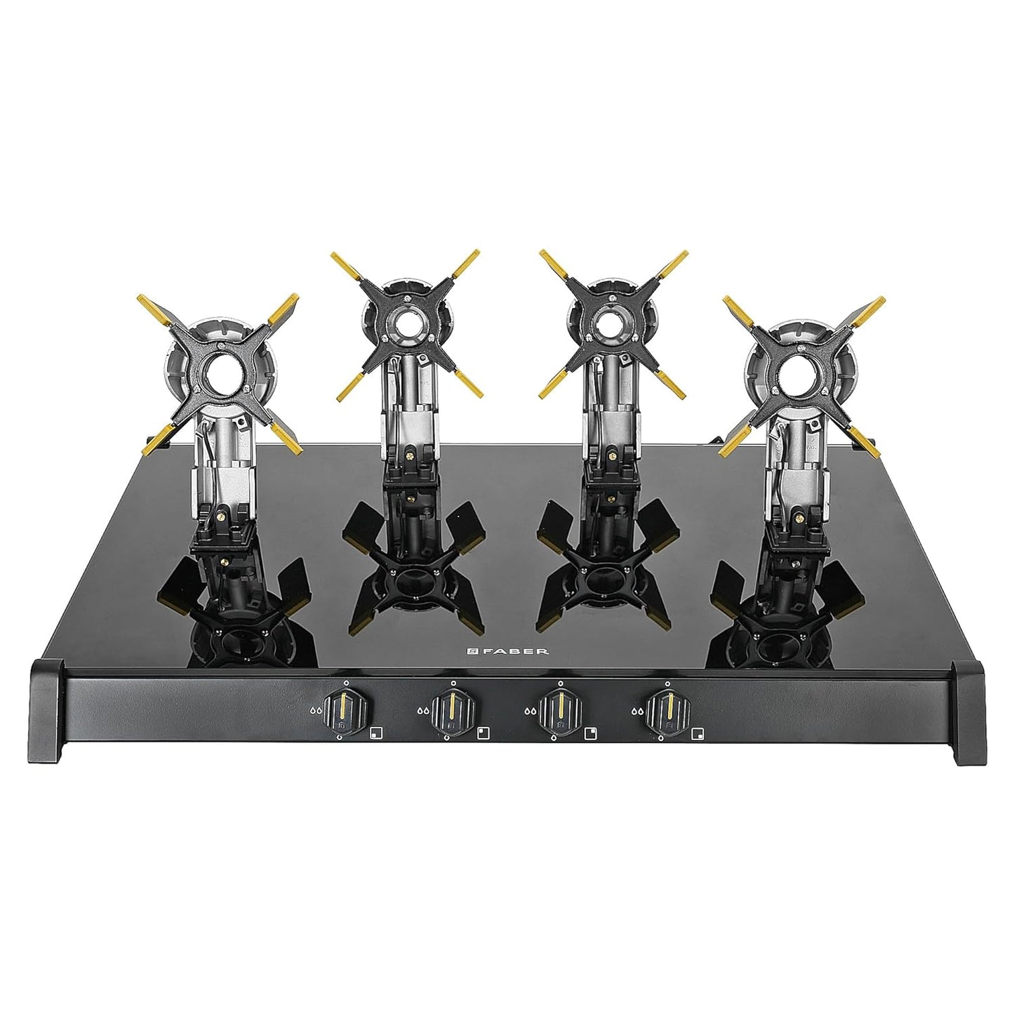 Faber Liftable Burners Freestanding Cooktop | Genius 804 AI BK | 80cm Width | Brass Burners | Manual Ignition | ABS Knobs | Pan Support | 2 Yrs Comprehensive,5 Yrs Valve & Burners,7 Yrs on Glass