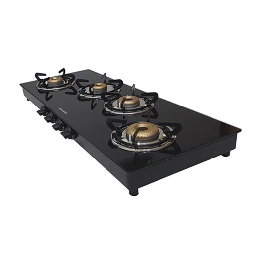 FABER JUMBO XL 4BB 95CM GLASS COOKTOP WITH MANUAL GAS STOVE HEAT RESISTANT BLACK ENAMELLED ROUND (4 BURNERS)