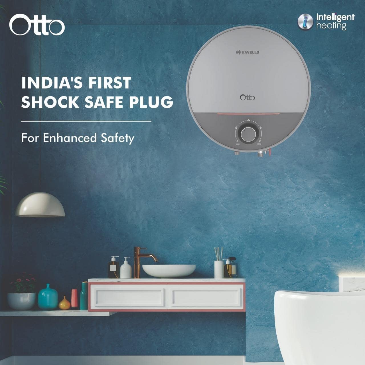 Havells Otto 5 Star 15 Litre Storage Water Heater (Silvery Grey), Wall Mounting