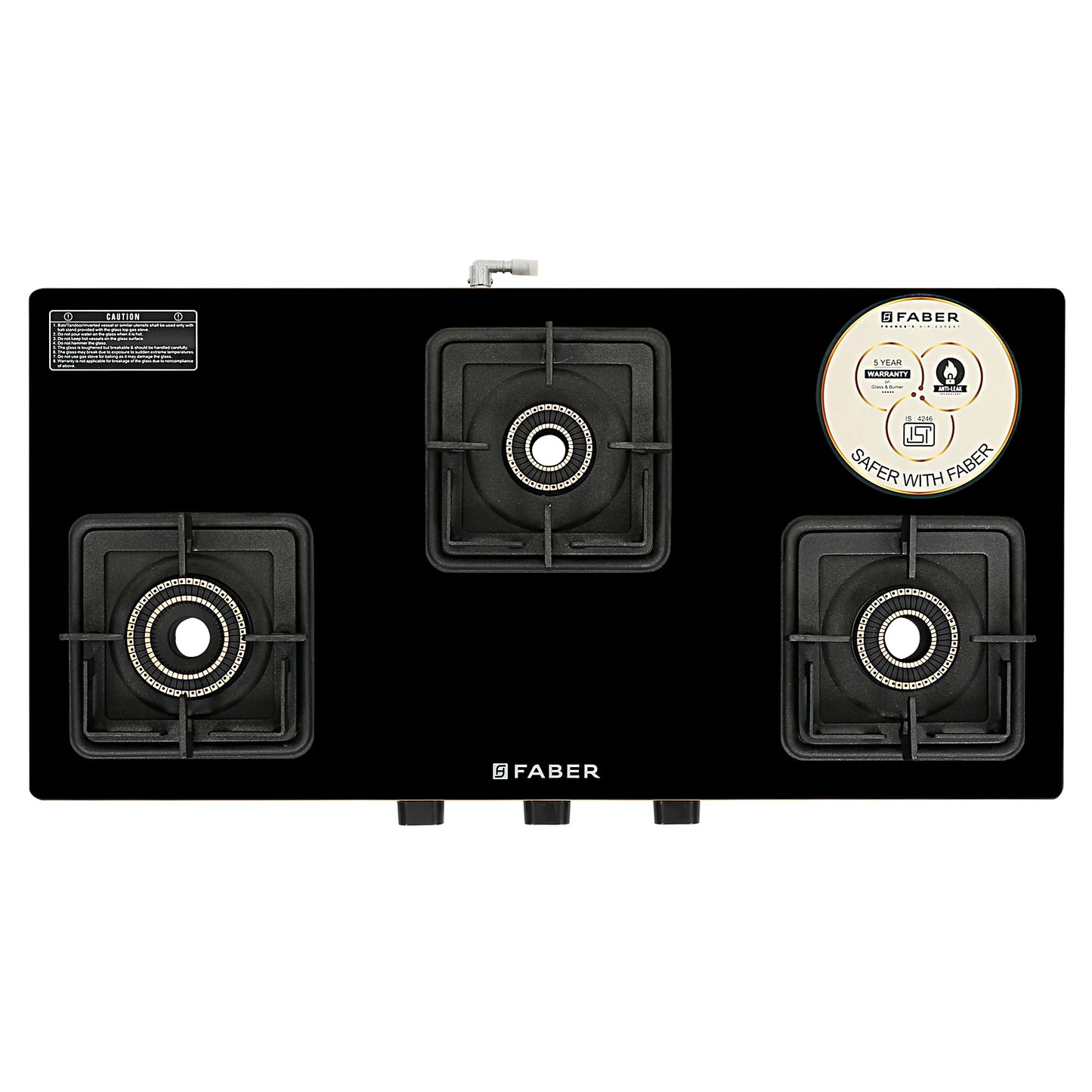 FABER Cooktop Prince Plus 3BB BK 3 Burner Gas Stove ( Black )