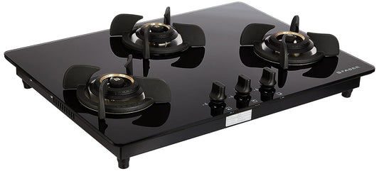 Faber Hob/Hobtop 3 Brass Burner Electric Auto Ignition, Glass Top (HOB ULTIMA HT723 CRS BR CI AI) - Black, 72 cm