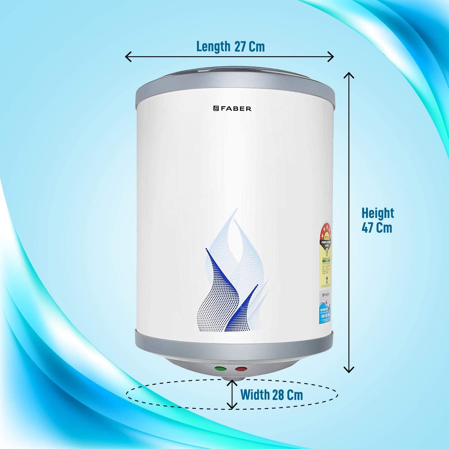 Faber 15Ltr Storage Water Heater (FWG Vulcan 15V), 5 Star, 7 yrs Warranty on Tank, Free Installation with Inlet & Outlet Pipe, White