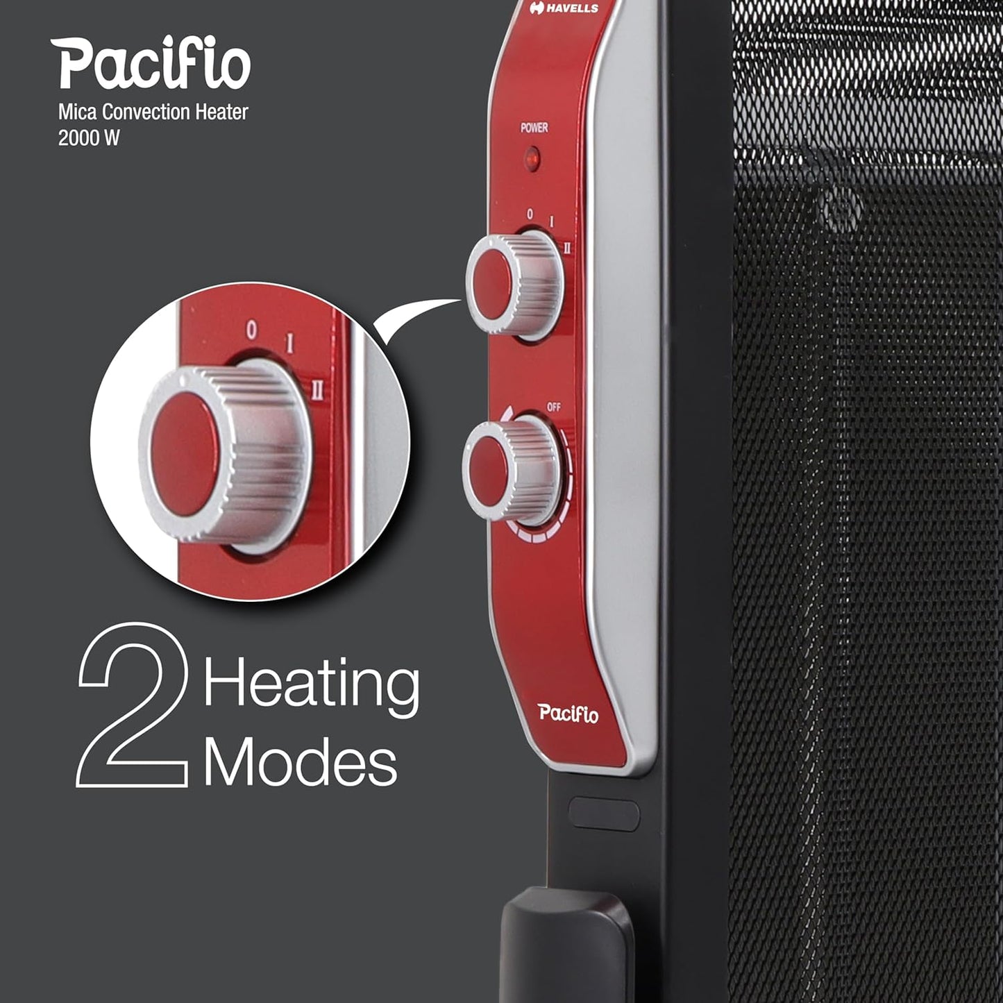 Havells Room Heater Pacifio Mica Convenction 2000 watt with Micathermic Technology & 2 Heat Setting (Black & Rose Gold)