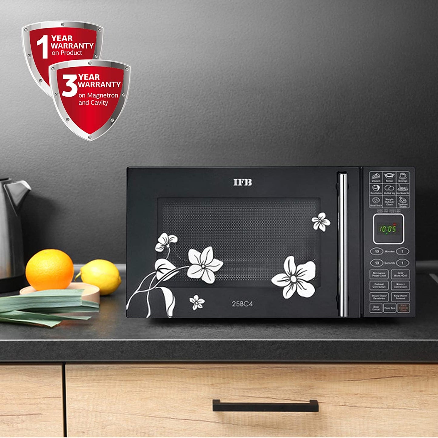 IFB 25 L Convection Microwave Oven (25BC4, Black, Floral Design, With Starter Kit)