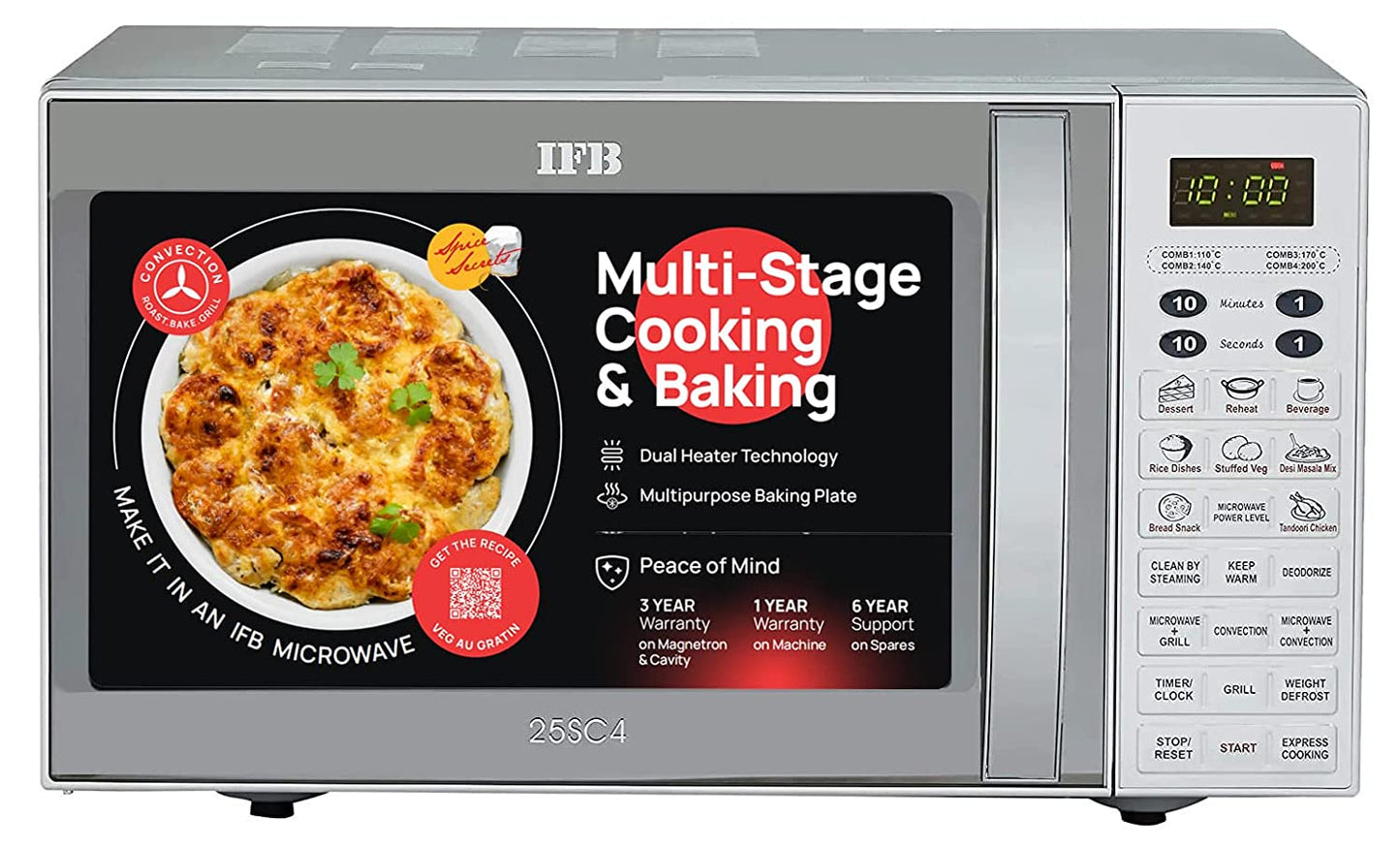 IFB 25 L Convection Microwave Oven (25SC4, Metallic Silver)