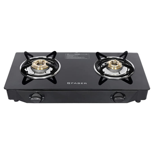 Faber Glass ARROW 2BB BK Manual Ignition 2 Burner Gas Stove (Black)