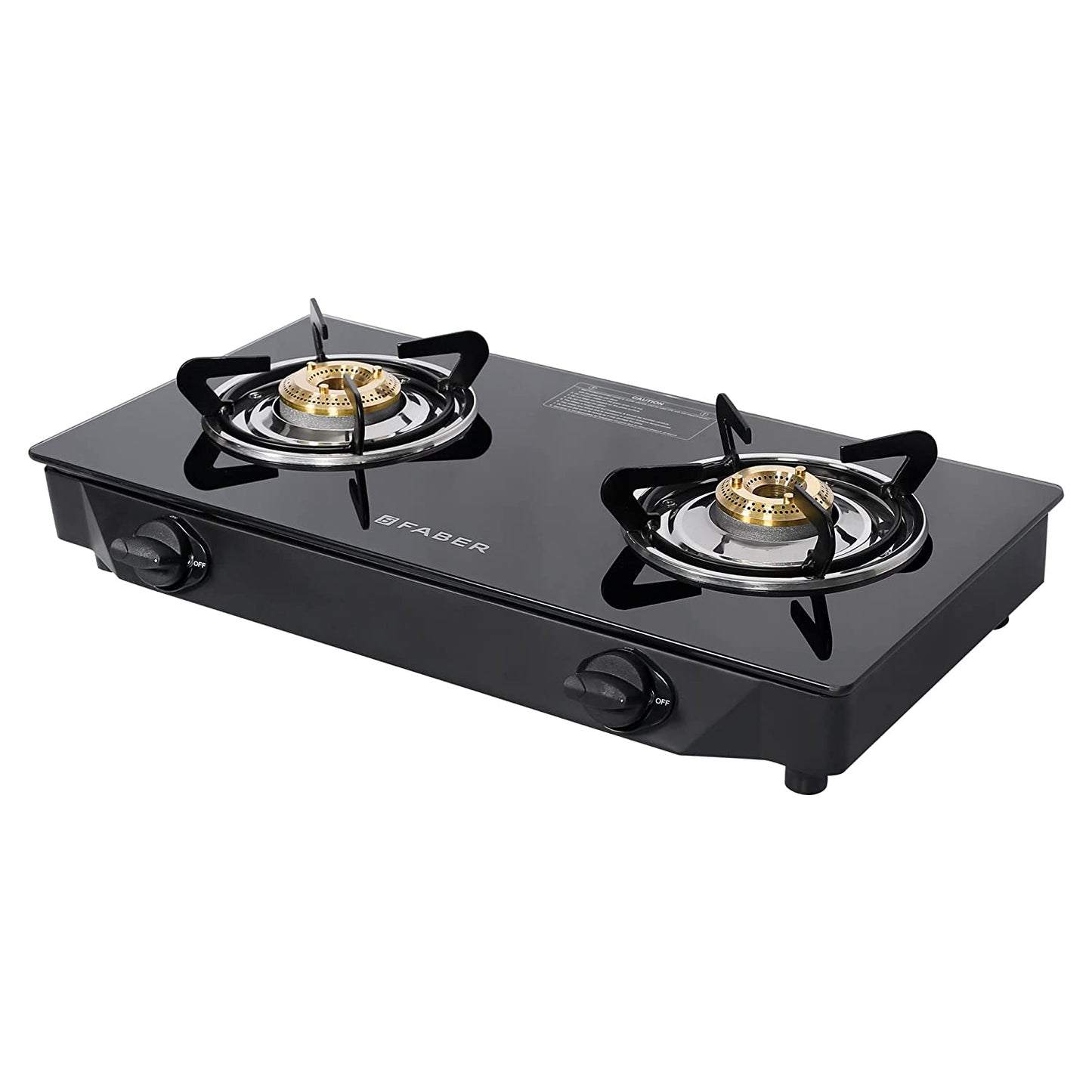 Faber Glass ARROW 2BB BK Manual Ignition 2 Burner Gas Stove (Black)