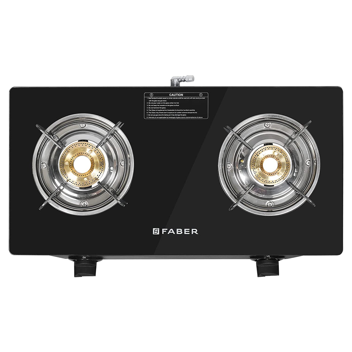 Faber Glass ARROW 2BB BK Manual Ignition 2 Burner Gas Stove (Black)