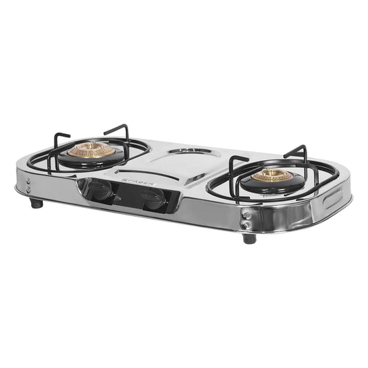 Faber Gas stove 2 burner cooktop (Hob Cooktop ASTRA 2BB SS) Stainless Steel, Manual Ignition