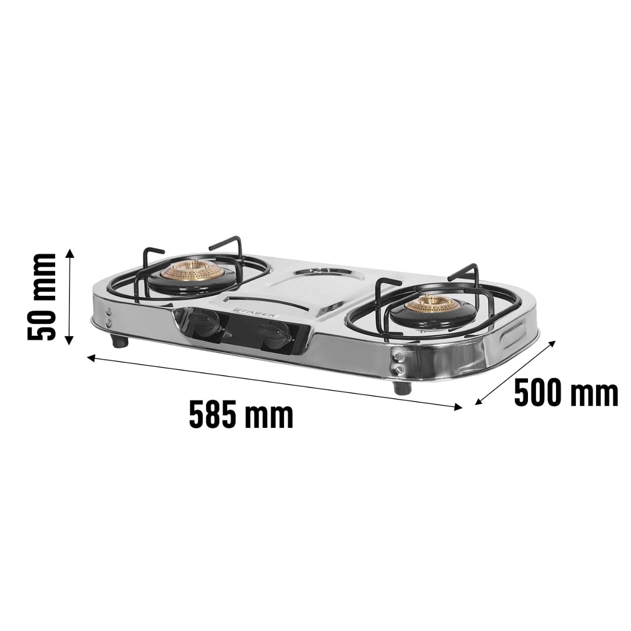 Faber Gas stove 2 burner cooktop (Hob Cooktop ASTRA 2BB SS) Stainless Steel, Manual Ignition