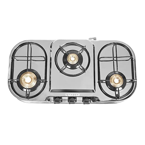 Faber Gas stove 3 burner glass cooktop (Hob Cooktop ASTRA 3BB SS) Stainless Steel, Manual Ignition,Medium