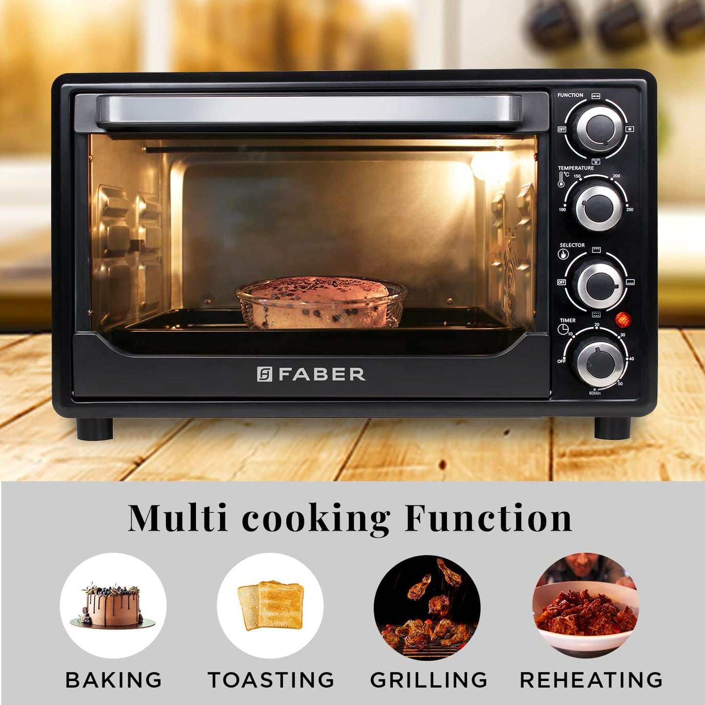 Faber FOTG BK 60 Liter (OVEN TOASTER GRILLER FOTG 60L,) Black, Medium