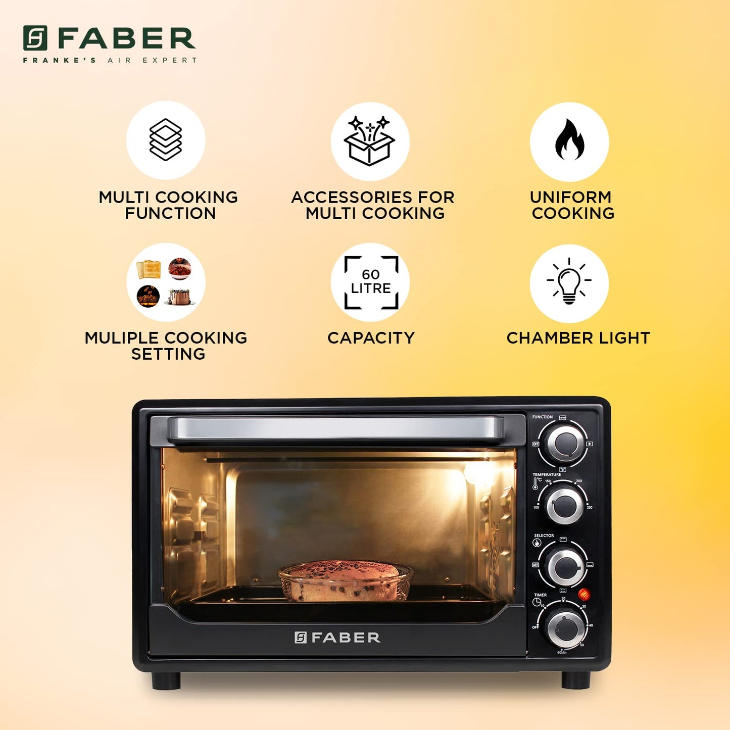 Faber FOTG BK 60 Liter (OVEN TOASTER GRILLER FOTG 60L,) Black, Medium