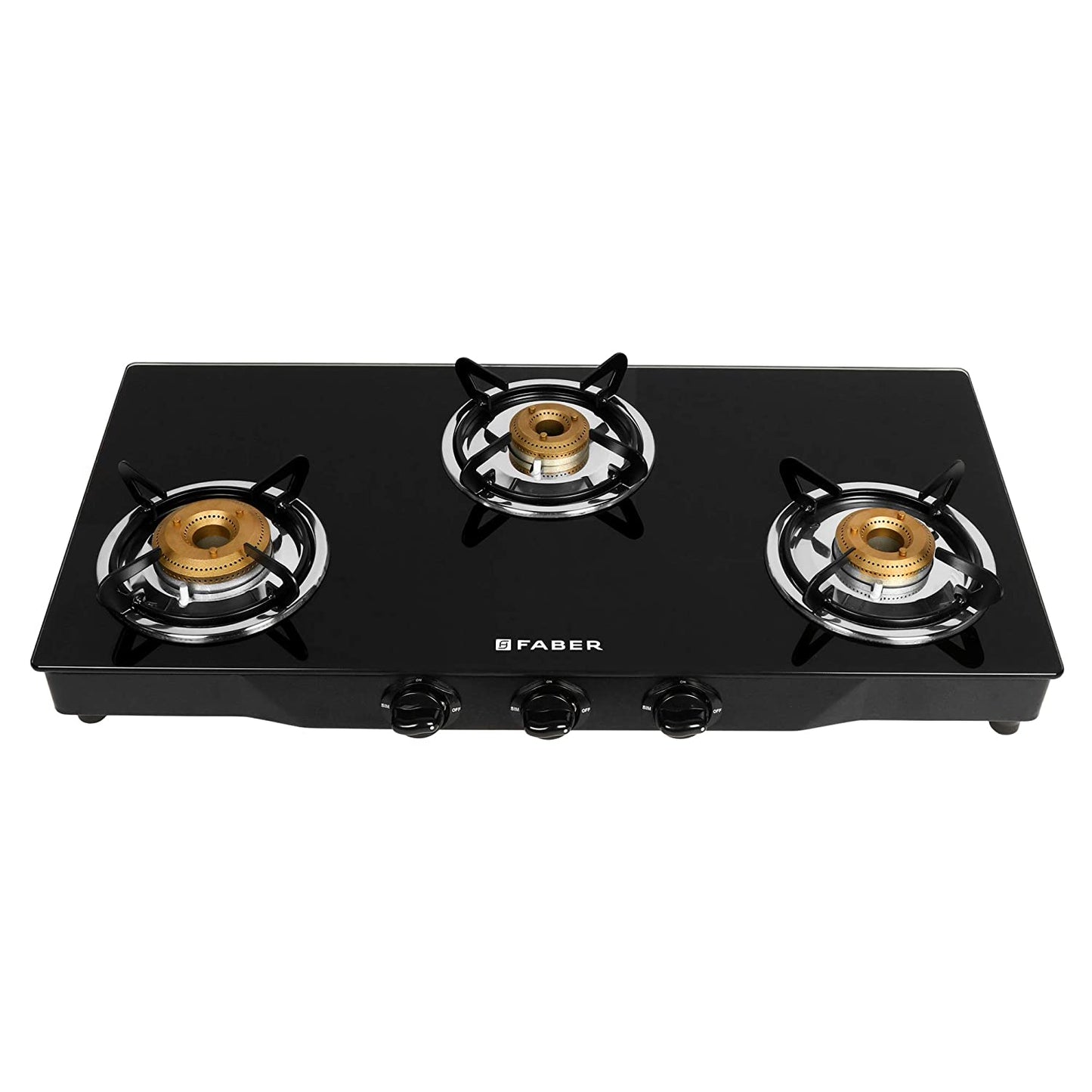 Faber Gas stove 3 Burner Glass Cooktop ( Jumbo 3BB BK)  auto Ignition, Black, Glass & Steel