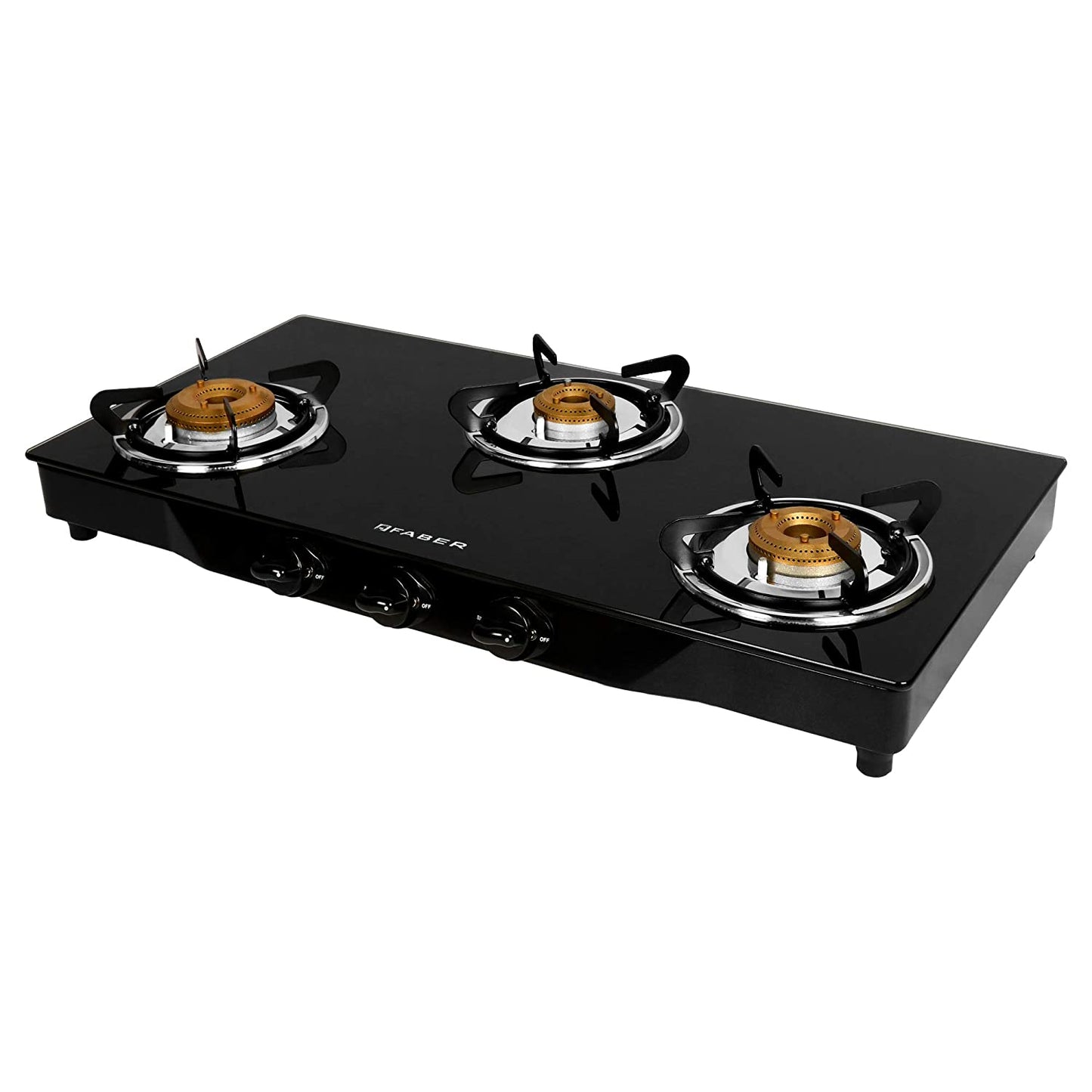 Faber Gas stove 3 Burner Glass Cooktop ( Jumbo 3BB BK)  auto Ignition, Black, Glass & Steel