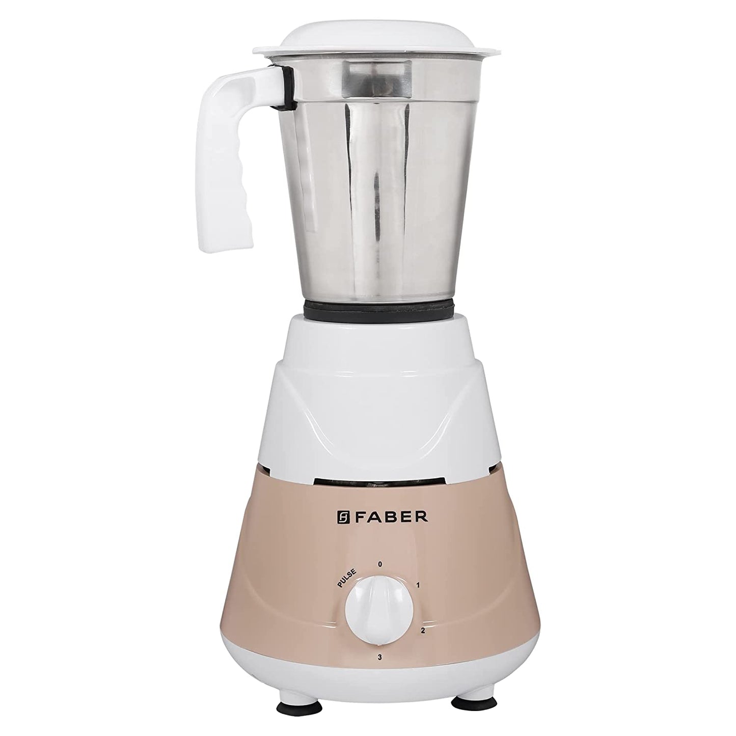 Faber Marvel 500W Blender Mixer Grinder, 3 SS clip lock jars and blades || low-noise copper motor, up to 18000 rpm speed || 2 year comprehensive warranty (FMG MARVEL 500W 3J PW) Peach White