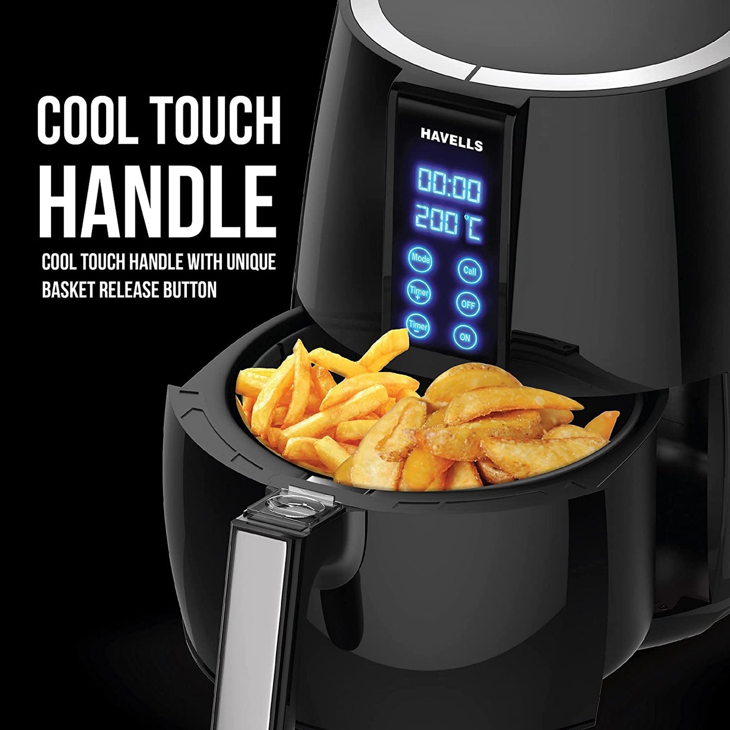 Havells Air Fryer Prolife Digi with 4L Capacity | Digital Touch Panel | Auto On/Off | 60 Min Timer | Basket Release Button | Air Filtration System | 2 Yr Warranty