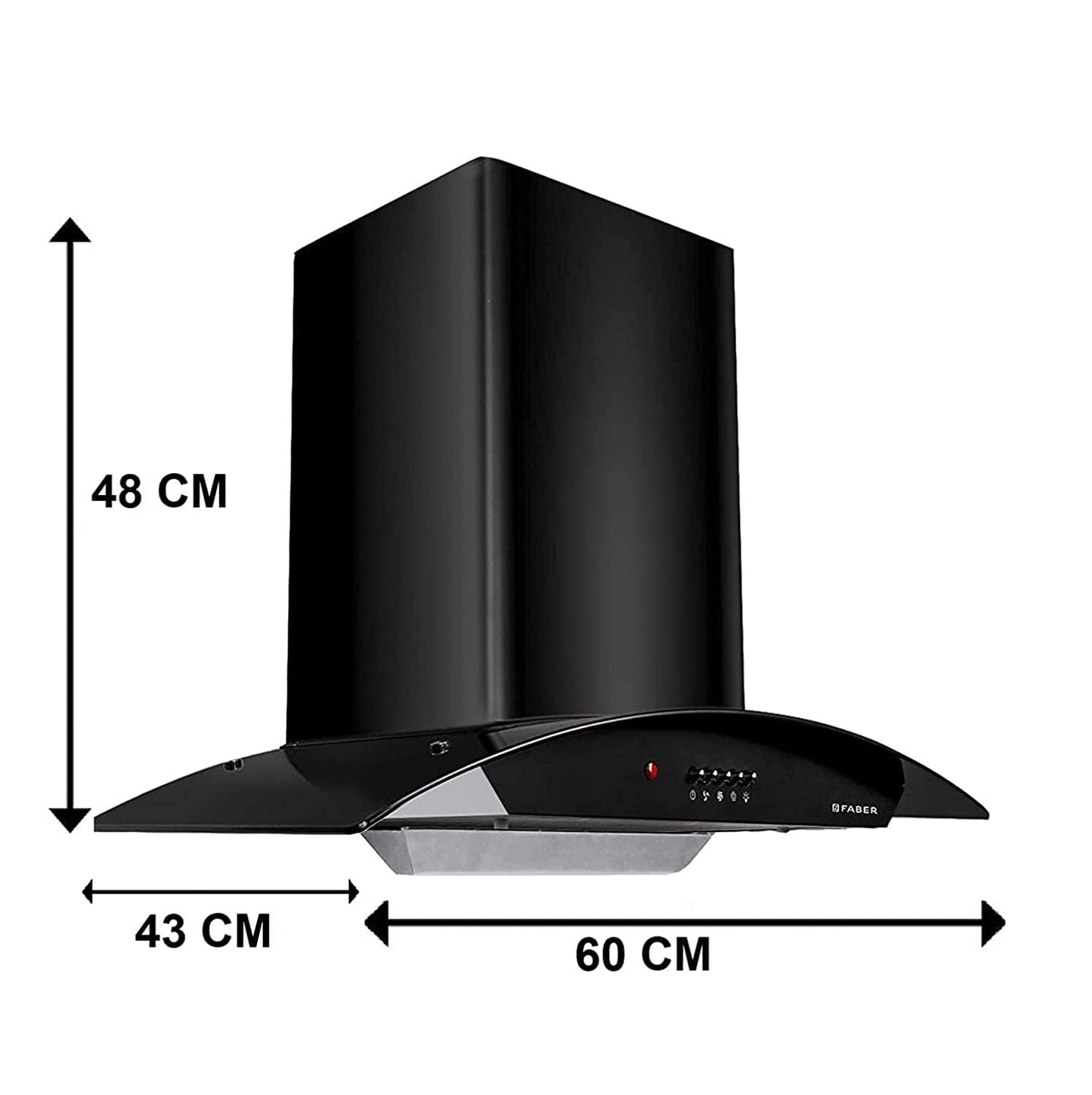 Faber 60 cm 1100 m³/hr Auto-Clean curved glass Kitchen Chimney (HOOD ALPHA HC PB BK 60, Filterless technology, Push Button, Black)