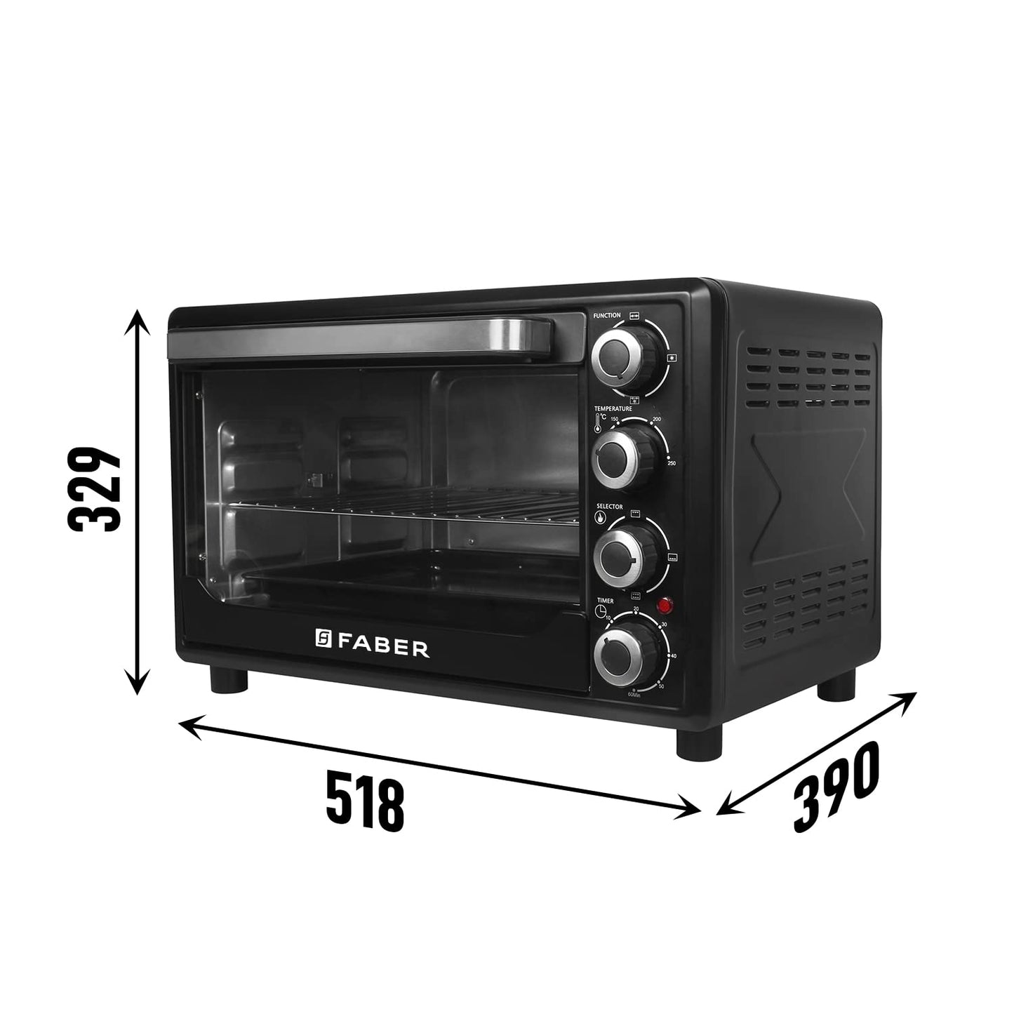 Faber FOTG BK 34 Liter Oven Toaster Grill,Black, 34 liter