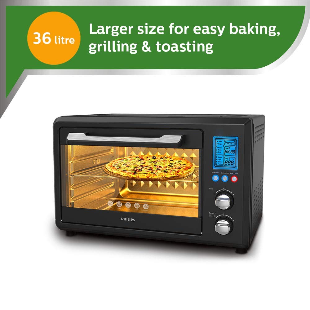 Philips HD6976/00 36-liters Digital Oven Toaster Grill, 2000W, with Opti Temp Technology, Temperature control, Convection Mode, 7-level browning function & preset Indian Menus