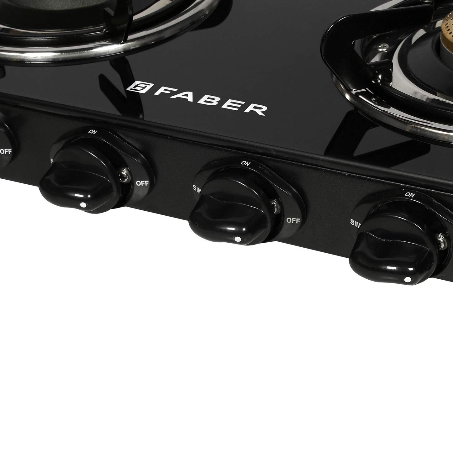 Faber 4 Burner Glass Cooktop Power 4BB BK Manual Ignition Gas Stove (Black)