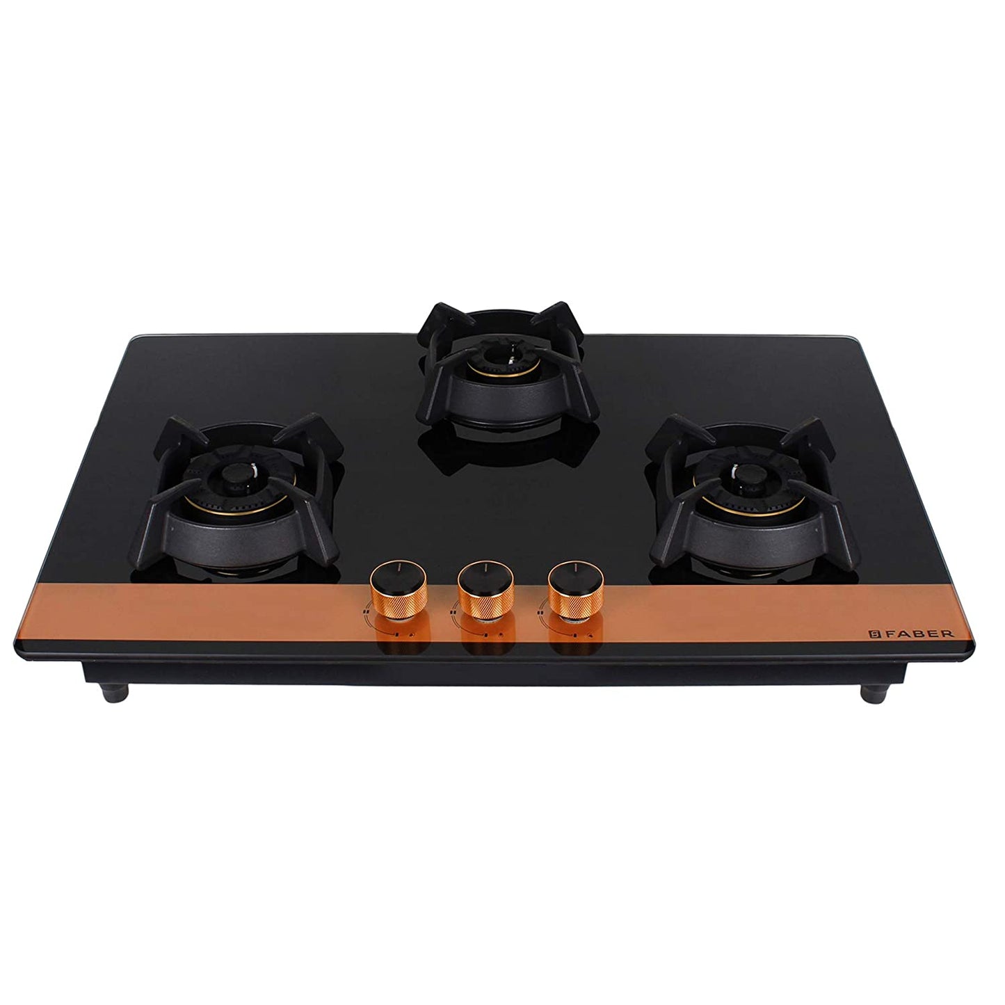 Faber Hobtop Utopia HT783 CRS BR CI AI 3 Brass Burner Auto Electric Ignition Glass Top (Black)